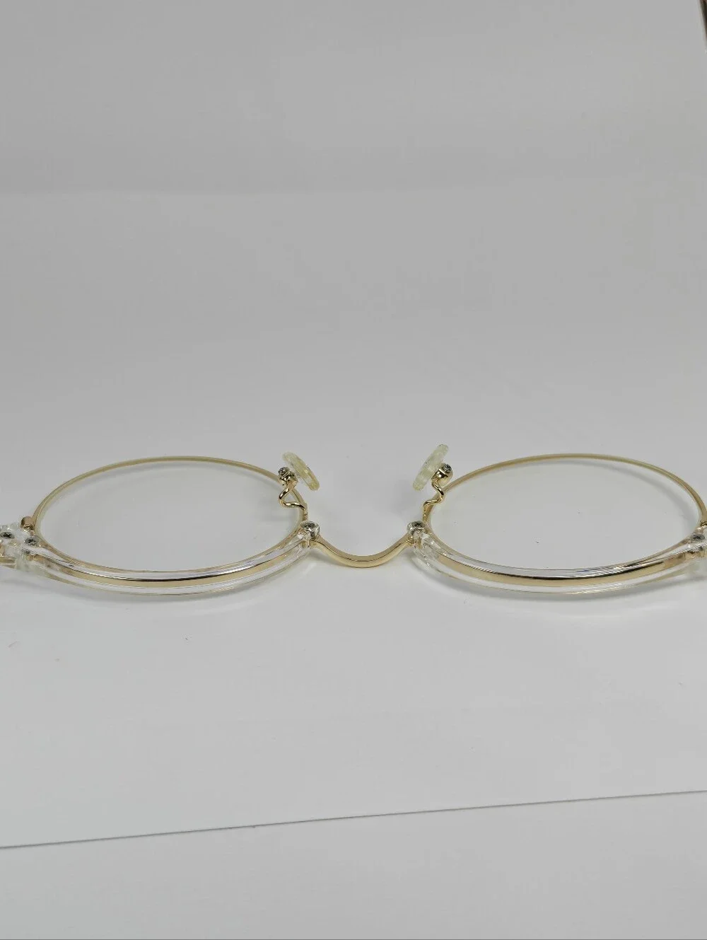 Moon River. Elegant. Round Gold Metal Frame Glasses. Details.